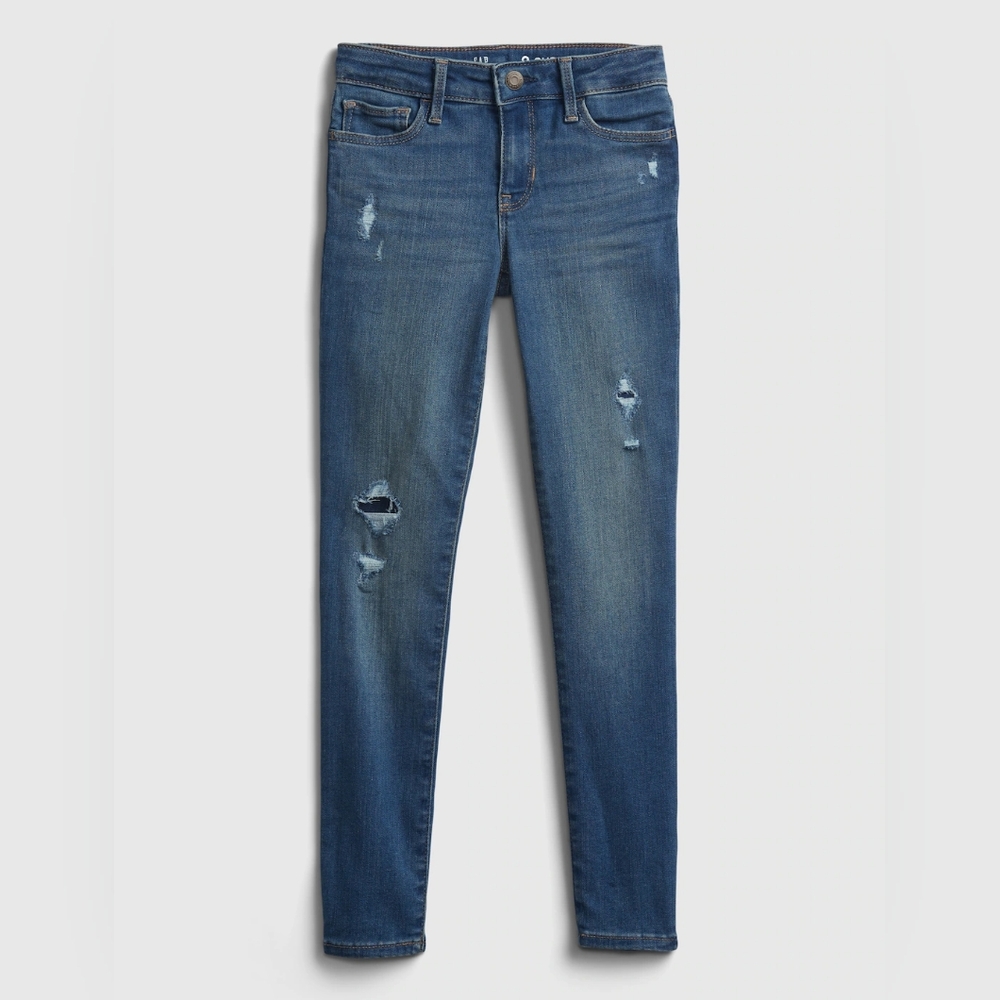 Girl's GAP Blue Distressed Super Skinny, Stretch Jeans Size 14